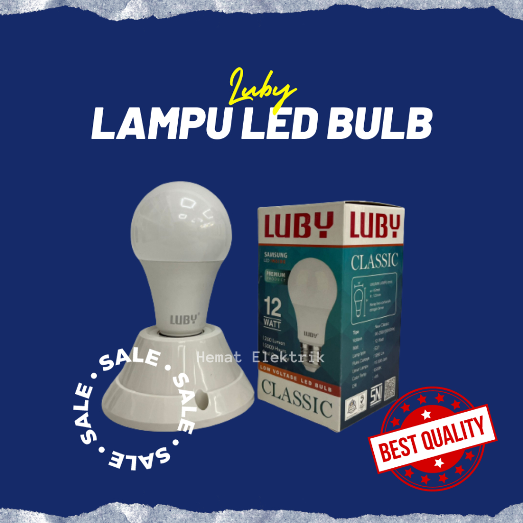 Bohlam Lampu LED Bulb Luby Classic 12 Watt Cahaya Kuning Lampu Kamar Rumah Warna Kuning Terang Tahan