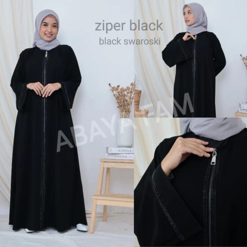abaya ziper black