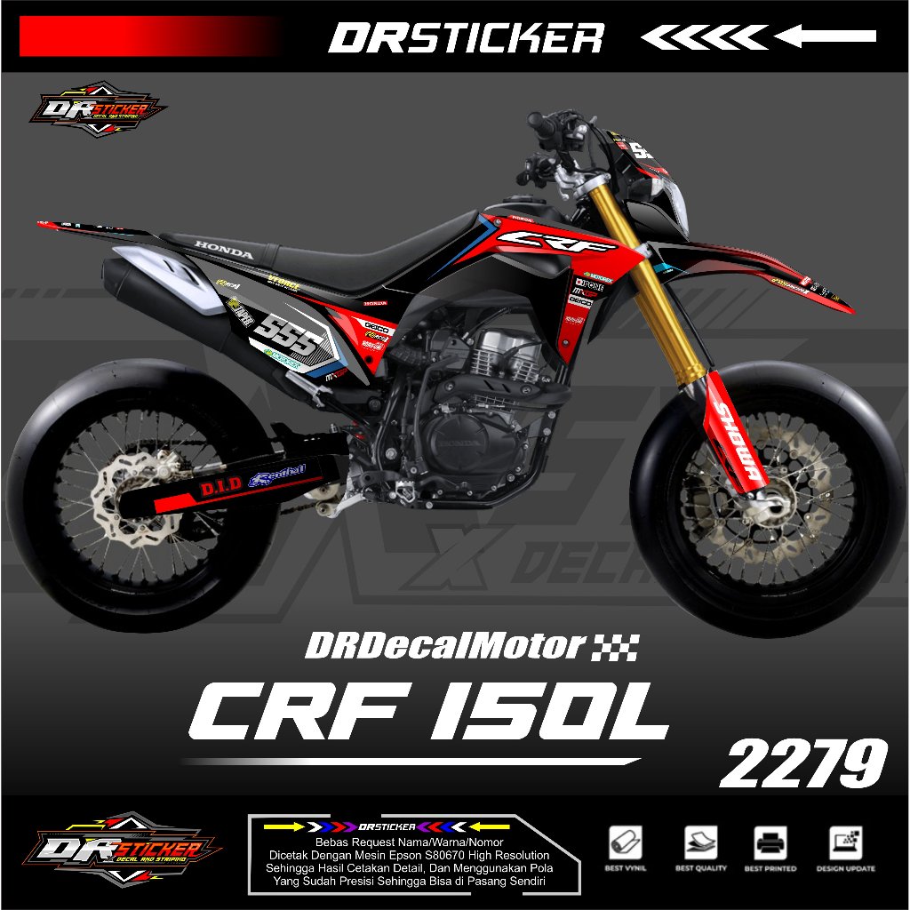 Decal Custom Motor Trail CRF 150L - stiker trail Honda CRF Keren Design simple