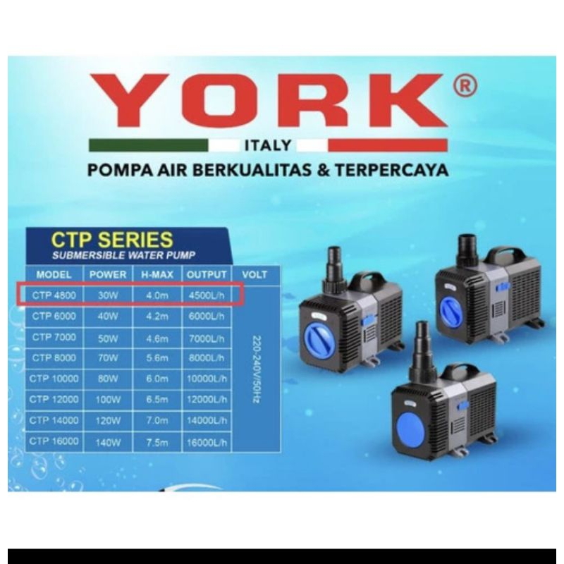 Pompa Aquarium Submersible Pump York CTP 4800