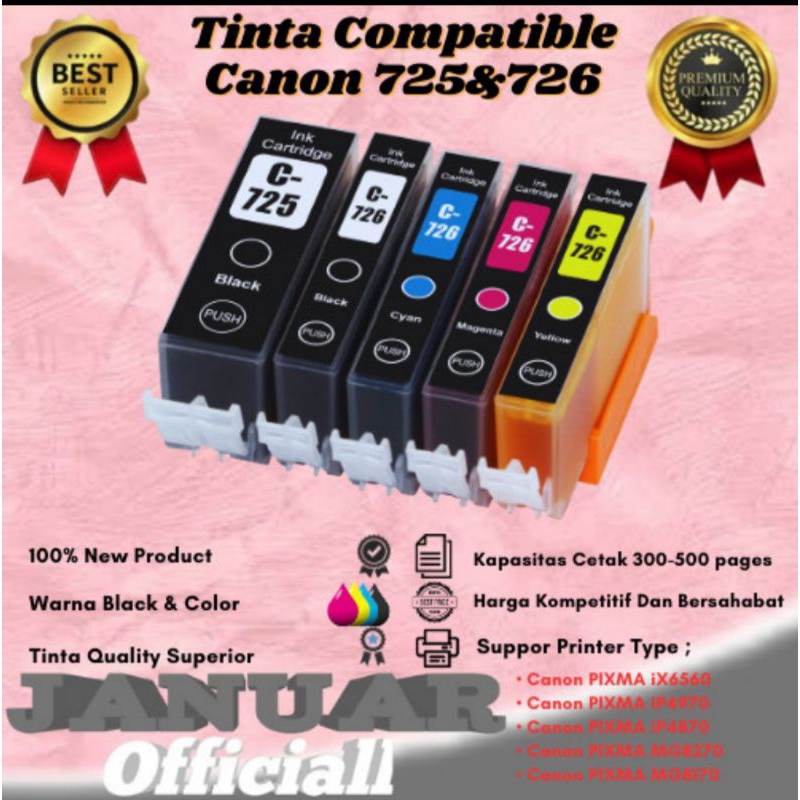 Catridge Tinta Compatible Canon PGI 725 CLI 726 CLI 726 (1 Paket) For iX6560