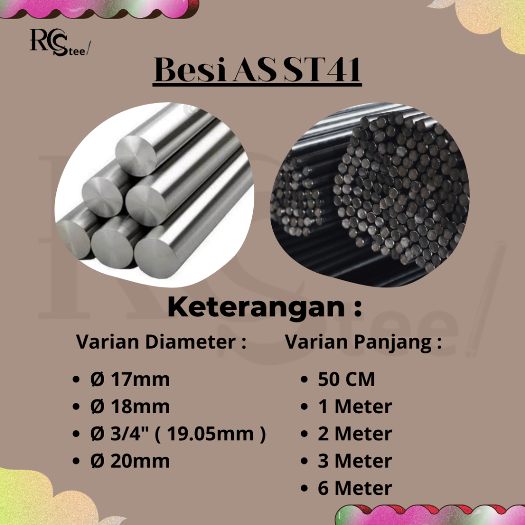 Besi AS ST41 Diameter 17mm x 3 Meter