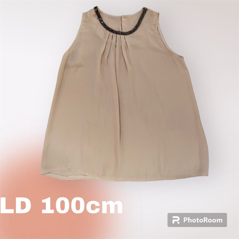 baju atasan blouse blus lengan tangan buntung bahan sifon leher manik jumbo wanita perempuan dewasa 