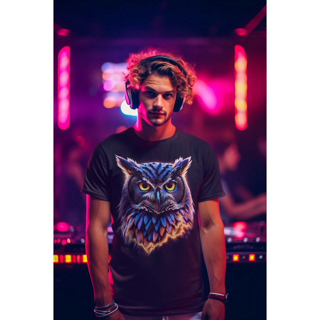 Kaos Distro Premium Burung Hantu Owl Desain 3D baju Pria Wanita Hitam bawara store