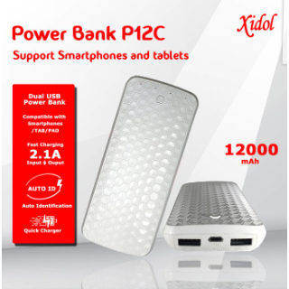 POWER BANK XIDOL P12C DUAL USB FAST CHARGING 12000mAh REAL CAPACITY