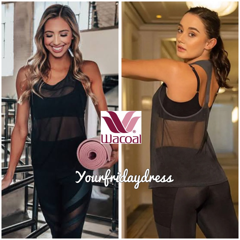 Dynamic Wacoal Sport Mesh Gym Tanktop Sports Outer Tulle Sportwear halter Olahraga Baju Sport Bra Wa