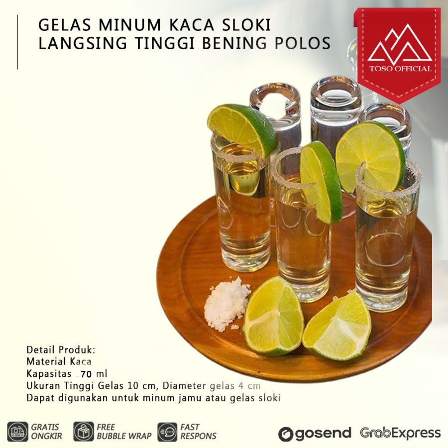 Gelas Sloki Tinggi Tall Shot Glass Tequila Shot Glass Gelas Wine