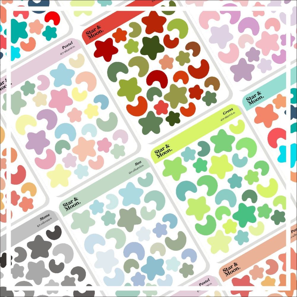 

ROSIKARNION Star & Moon Sticker Sheet / Stiker Kiss Cut