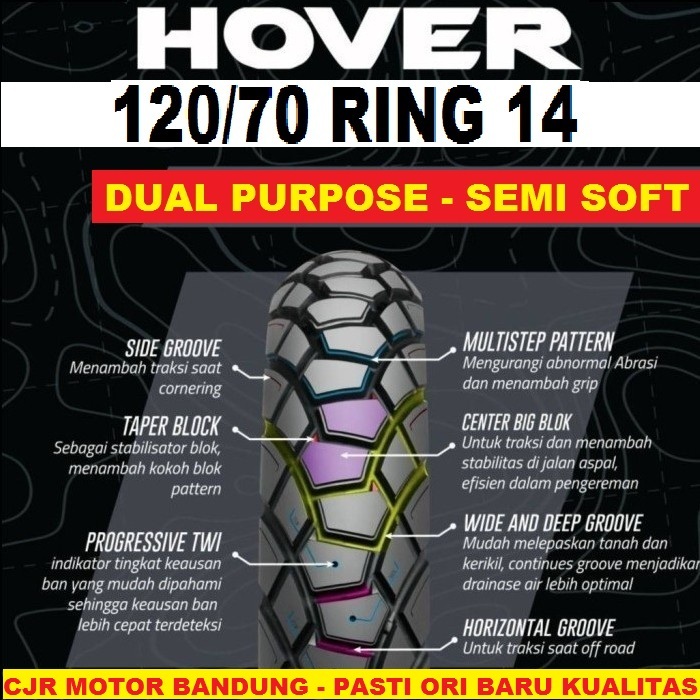 FDR HOVER 120/70 ring 14 BAN BELAKANG ENDURO motor AEROX PCX 150 VARIO LEXI DUAL PURPOSE