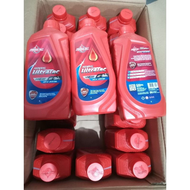 oli federal ultratec 1 liter 4T 20W-50 API SJ JASO MA isi 24 botol (dus)