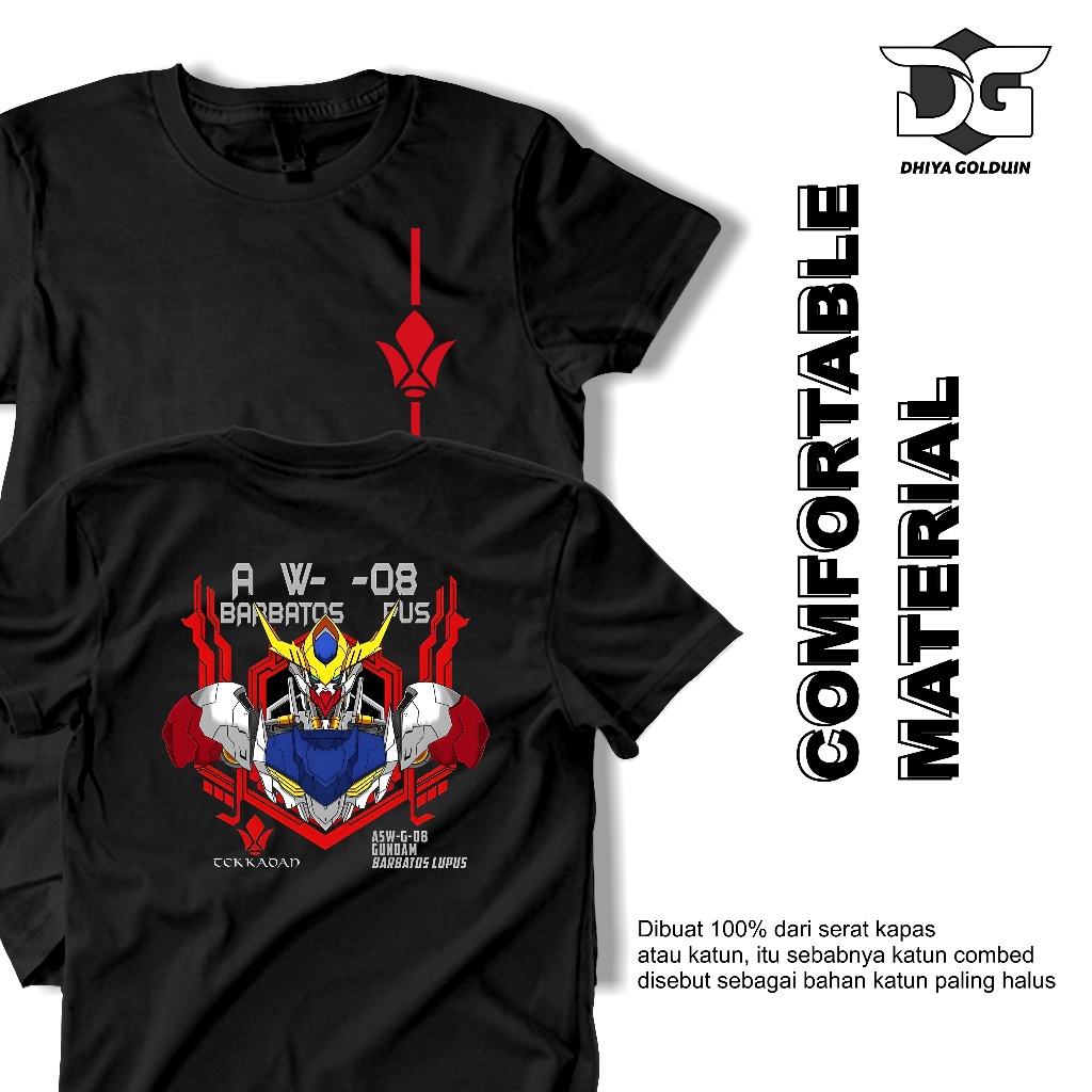 Kaos Gundam Barbatos Dewasa Kaos Gundam Barbatos Kaos Original 100% Branded Dhiya Golduin Store Kaos