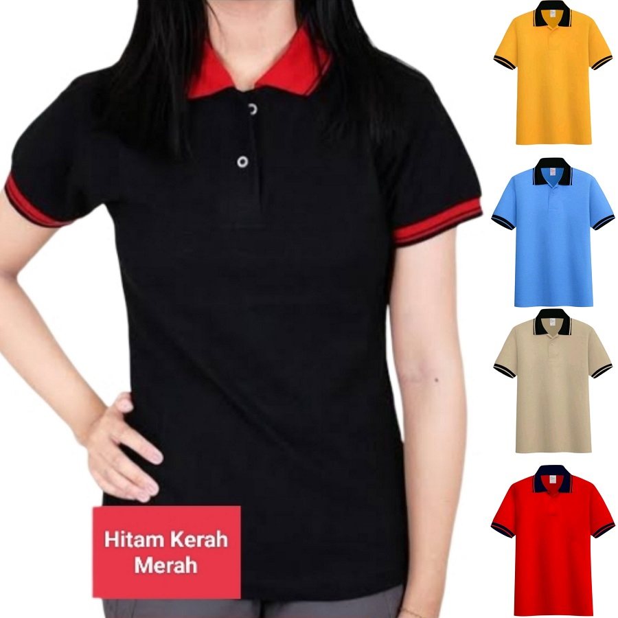 Kaos Polo Kerah Wanita Lengan Pendek/Kaos Wanita Kerah/Kaos Polos Wanita/Wangki Kerah/Kaos Wanita