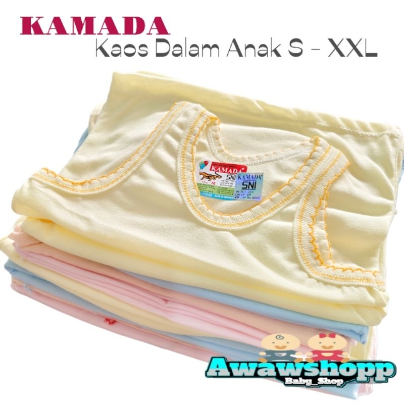 KAMADA 6 Pcs Kaos Dalam Bayi / Singlet Anak Perempuan Motif Polos Warna SNI Uk. S - XXL ( 0 - 5 Tahu