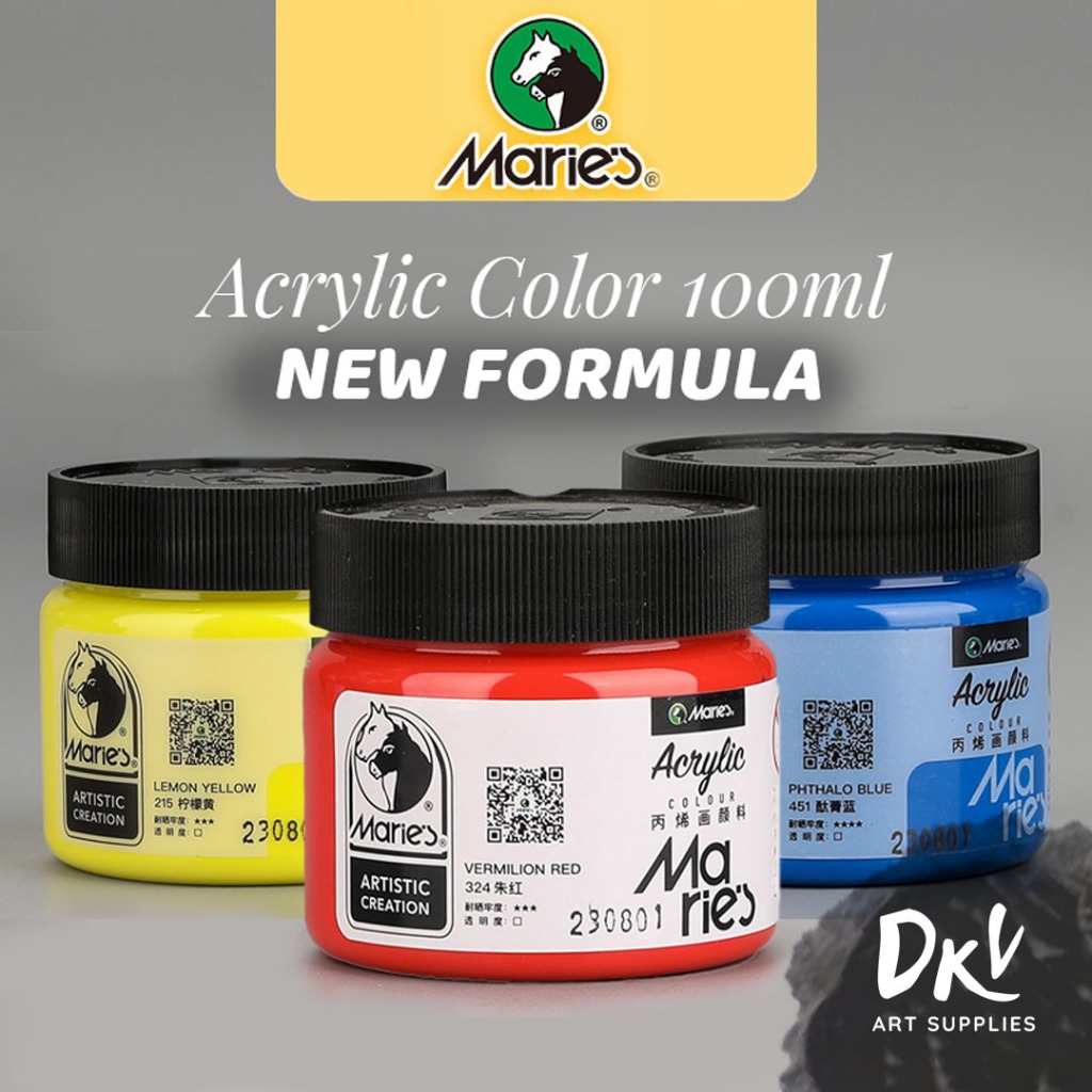 

NEW Maries Acrylic Paint / Cat Akrilik Maries 100ml 100 ml / Tutup Hitam Formula Baru