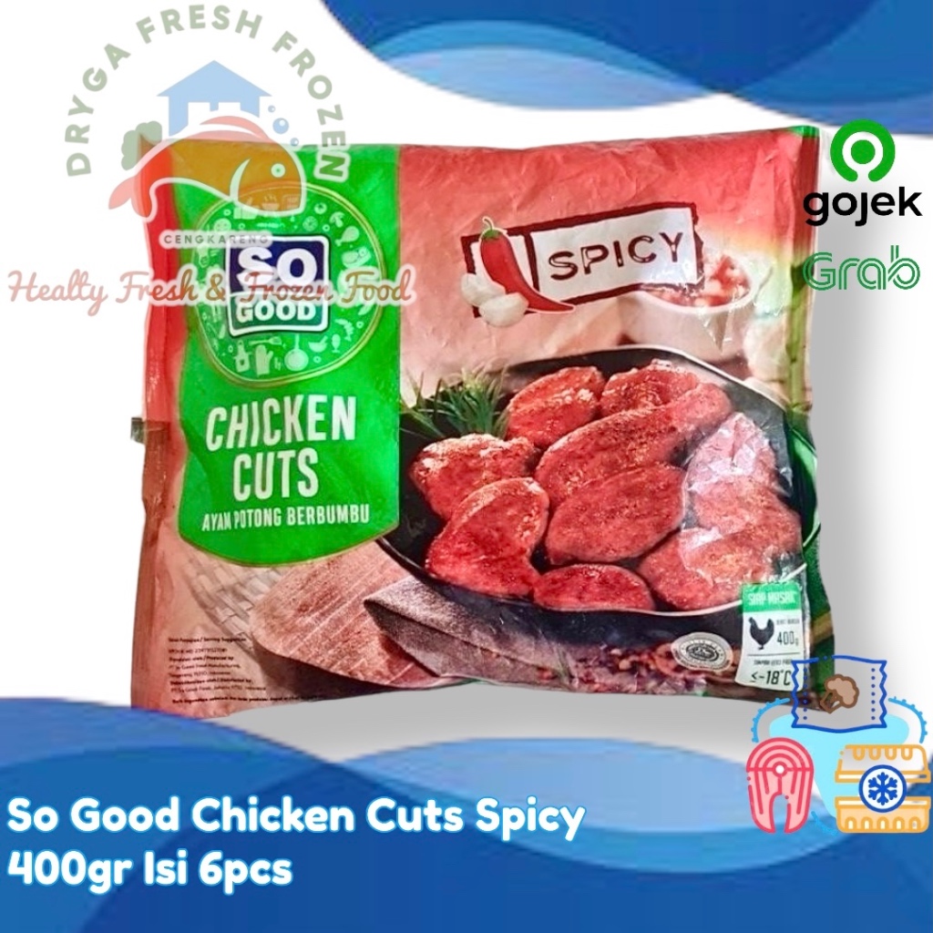 

So Good Ayam Potong Berbumbu Pedas Chicken Cuts Spicy Frozen Beku 400gr Isi 6pcs