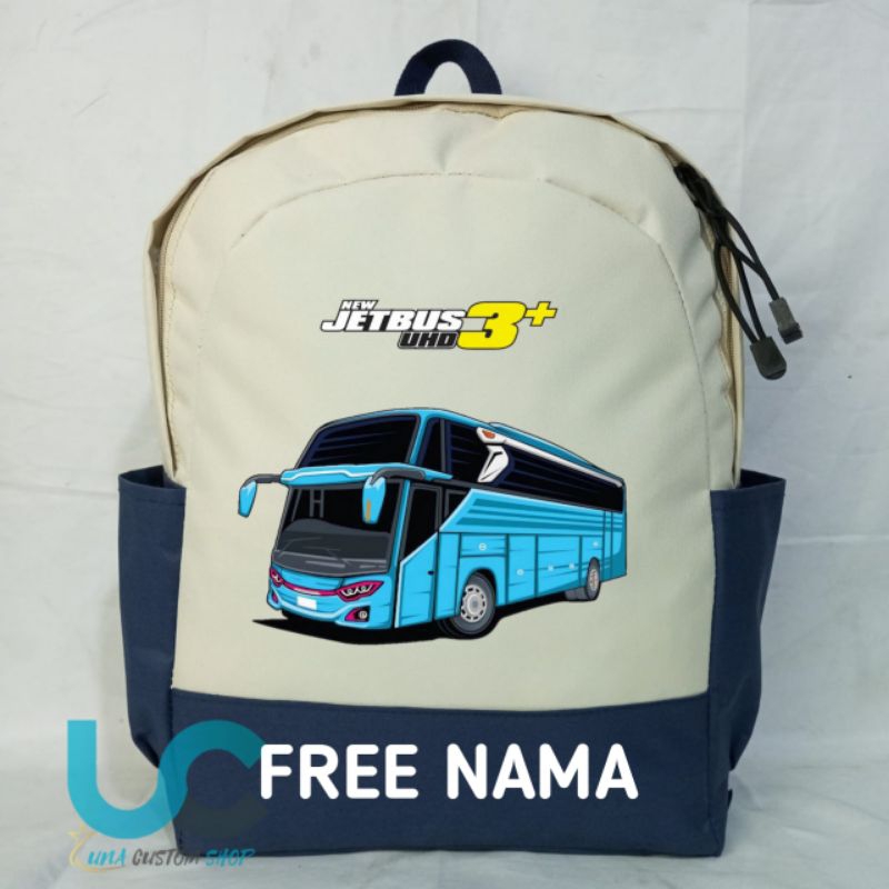 Tas Jet Bus Pariwisata Anak | Ransel Jet Bus Pariwisata Anak | Tas Sablon Nama {FREE NAME}
