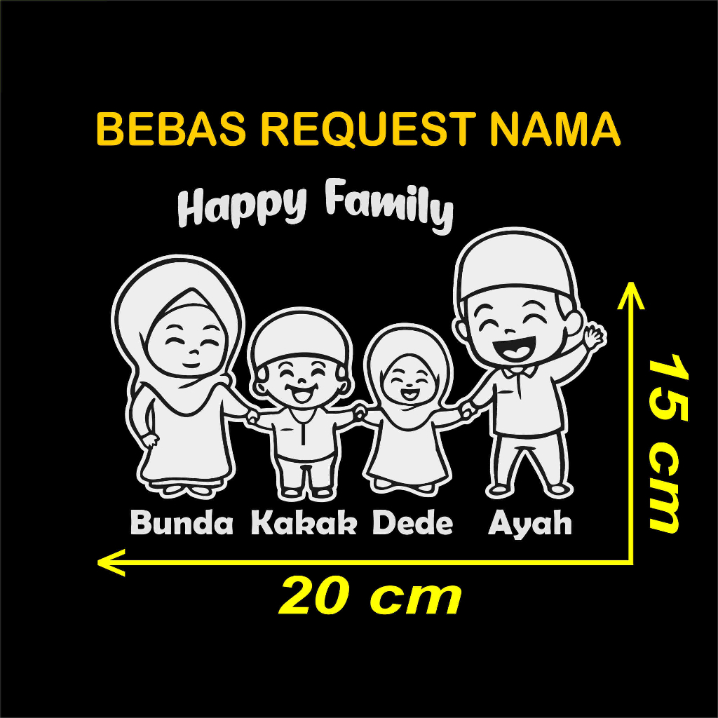 0208 STICKER FAMILY MUSLIM CUTE, STICKER HAPPY FAMILY STICKER MOBIL