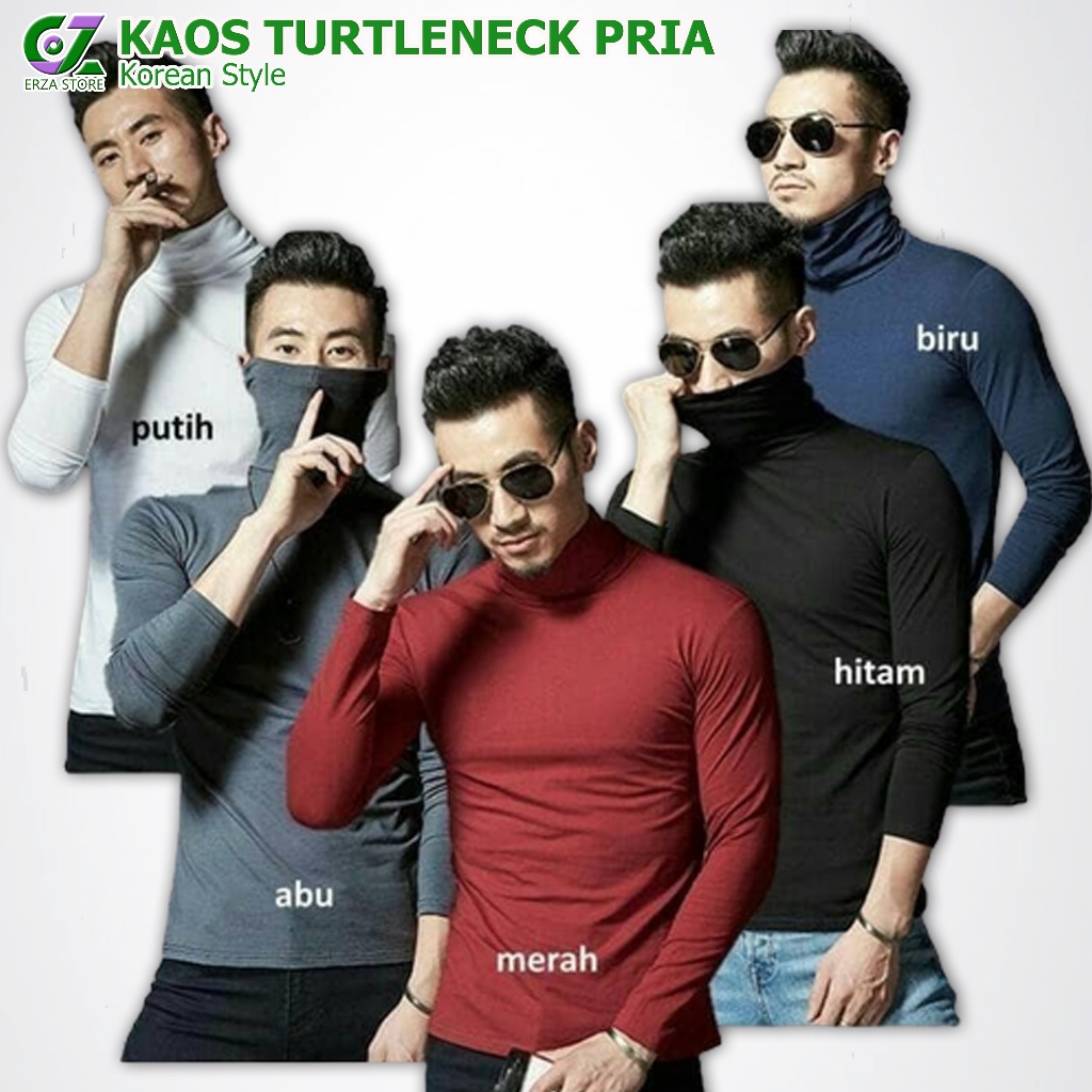 Kaos Turtleneck Pria Lengan Panjang Baju Kerah Panjang Turtle Neck Pria Korean Style