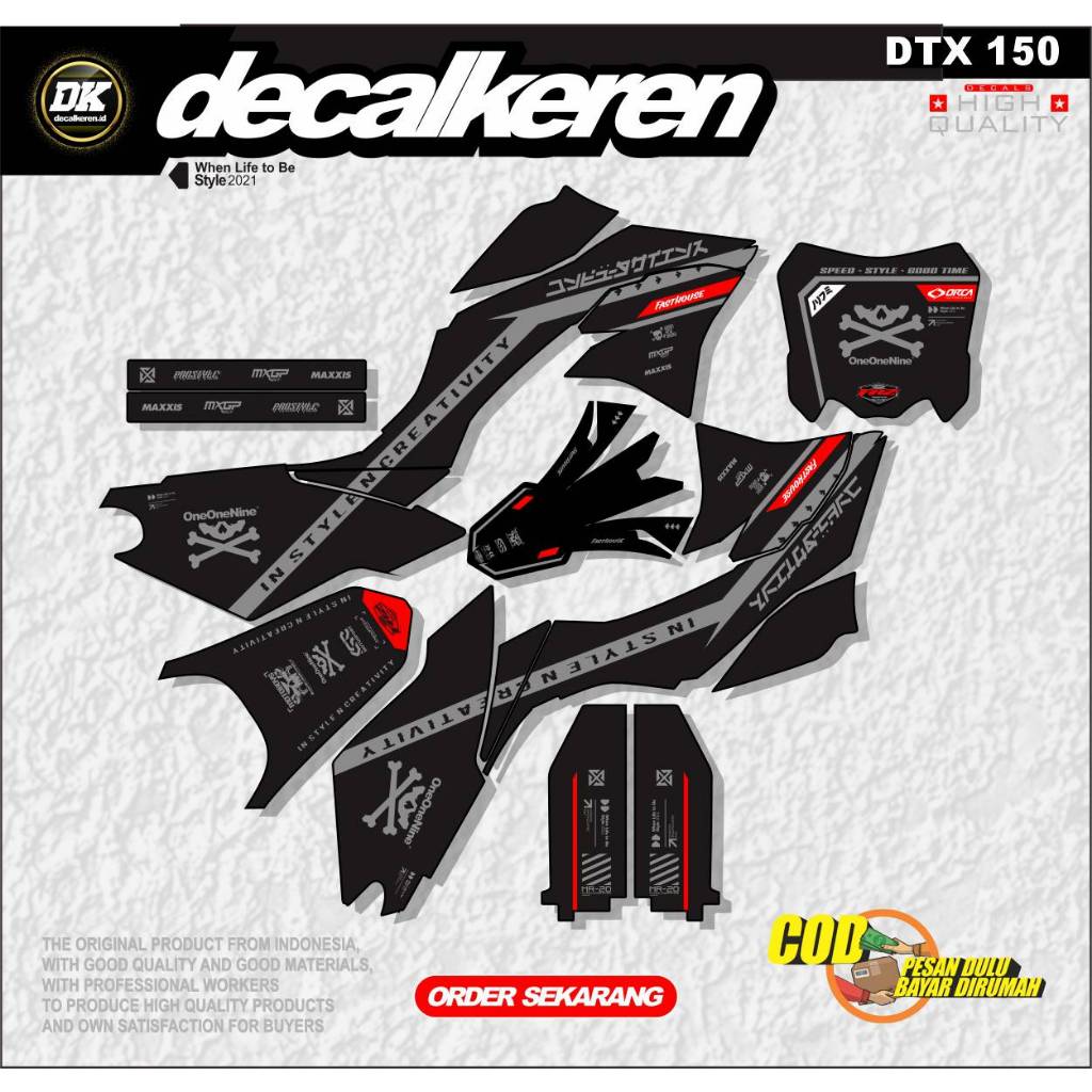 DECAL STIKER MOTOR DTX - KLX BF - DTRACKER - GORDON - CRF - WR