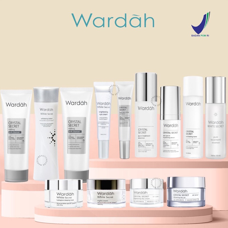 WARDAH Crystal Secret Series Indonesia / Facial Wash Face Scrub Micellar Water Essence Toner Mist Se