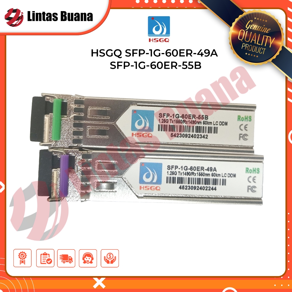 HSGQ SFP-1G-60ER-49A - SFP-1G-60ER-55B 1.25 Bidi LC 60 km Single mode