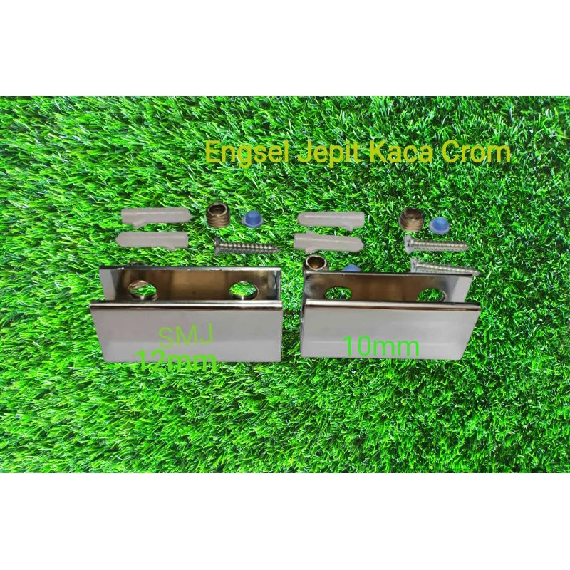 Ambalan Jepit Kaca CHROM Panjang 10mm ,12mm