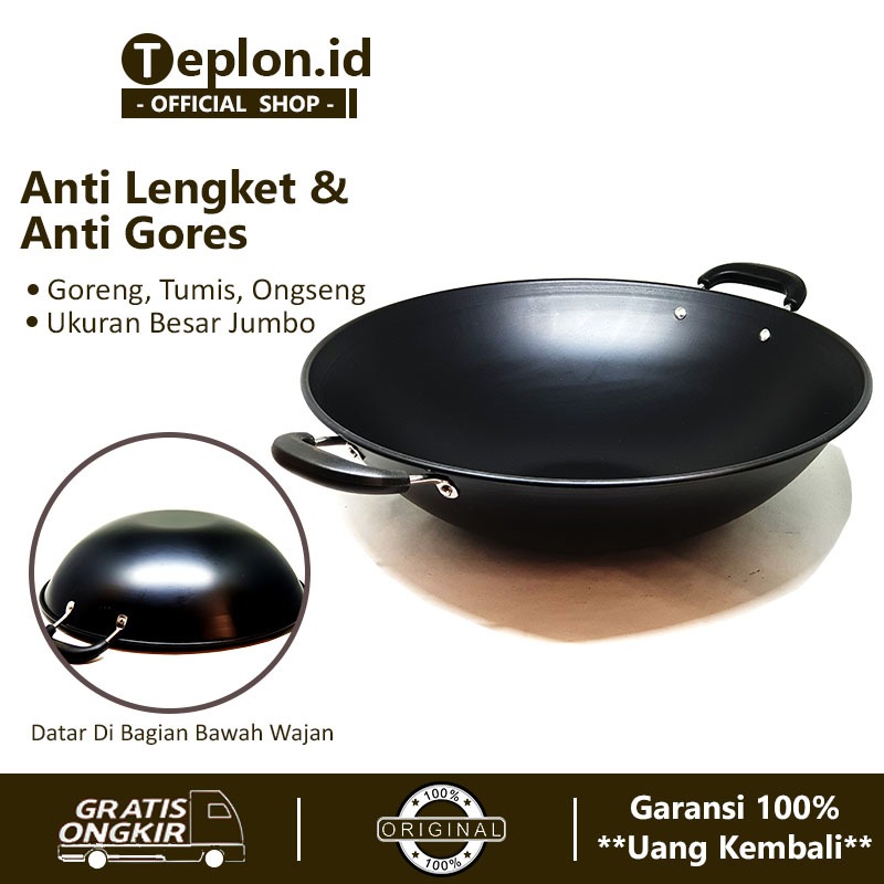 TEPLON.ID Wajan Calypso Jumbo | Kuali Besar Anti Lengket | Penggorengan Enamel | Kwali Teflon Anti G