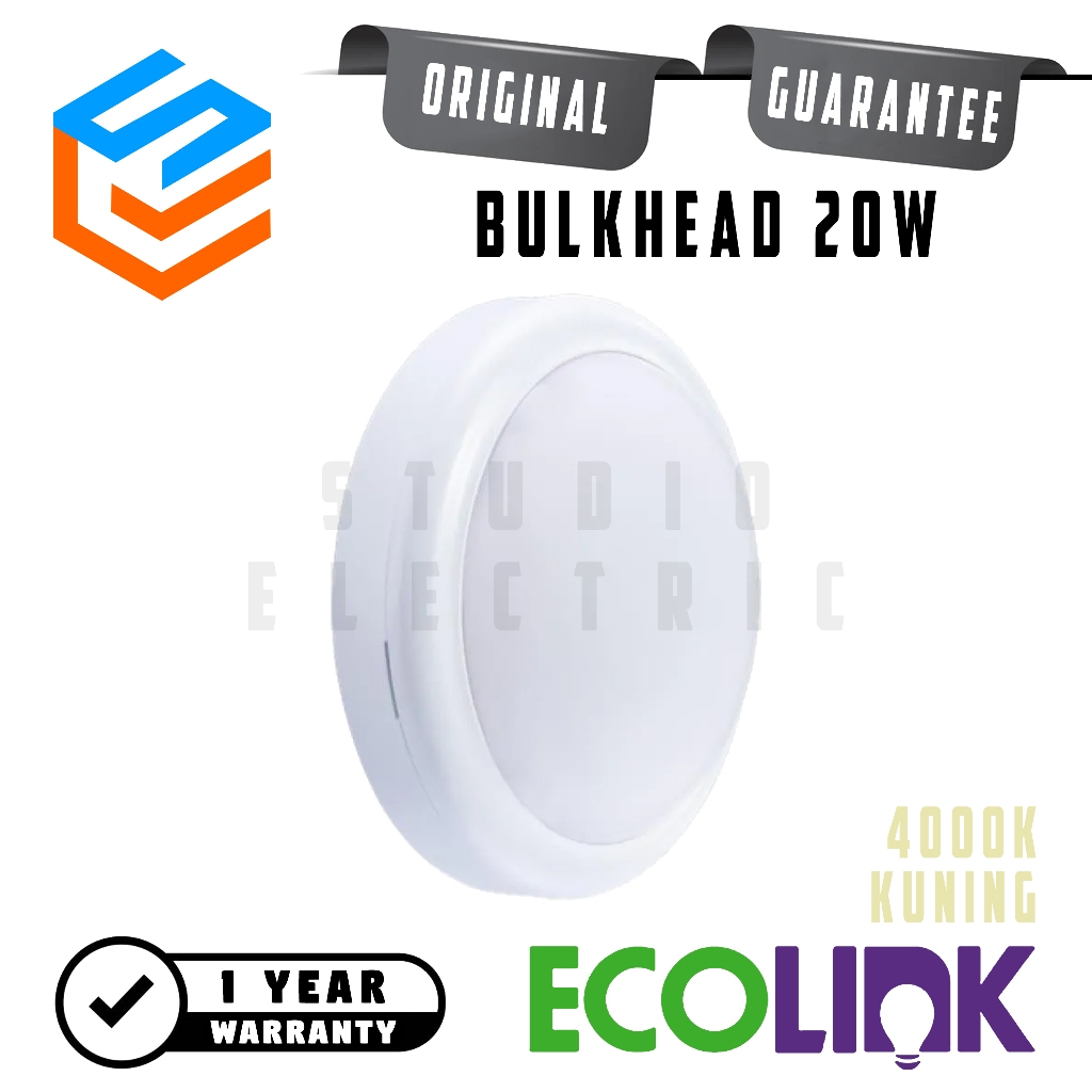 Lampu LED Bulkhead Ecolink 20 Watt Kuning 4000K 20W 20Watt 20 W