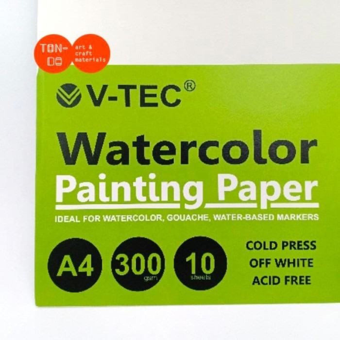 

V-TEC A4 Water Colour Paper 300gsm - 10 Sheets : WCB 103002-A4