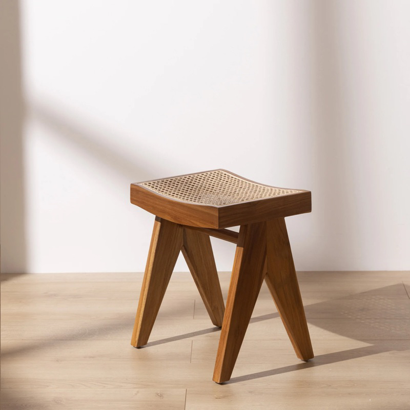 Kursi Stool Kayu Jati Kombinasi Rotan Cafe,Kursi Kecil Rotan, kursi stool minimalist, kursi stool ja