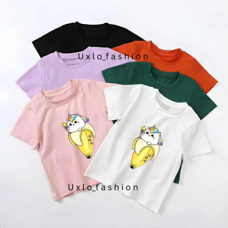 baju kaos anak cewek gambar banana cute umur 1-9tahun