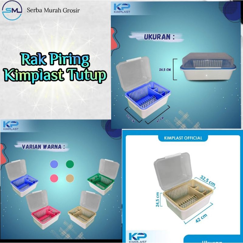 Tempat Piring/Rak Pengering Piring/Rak piring Tertutup/Penyimpanan Piring/Rak piring Kimplast tutup