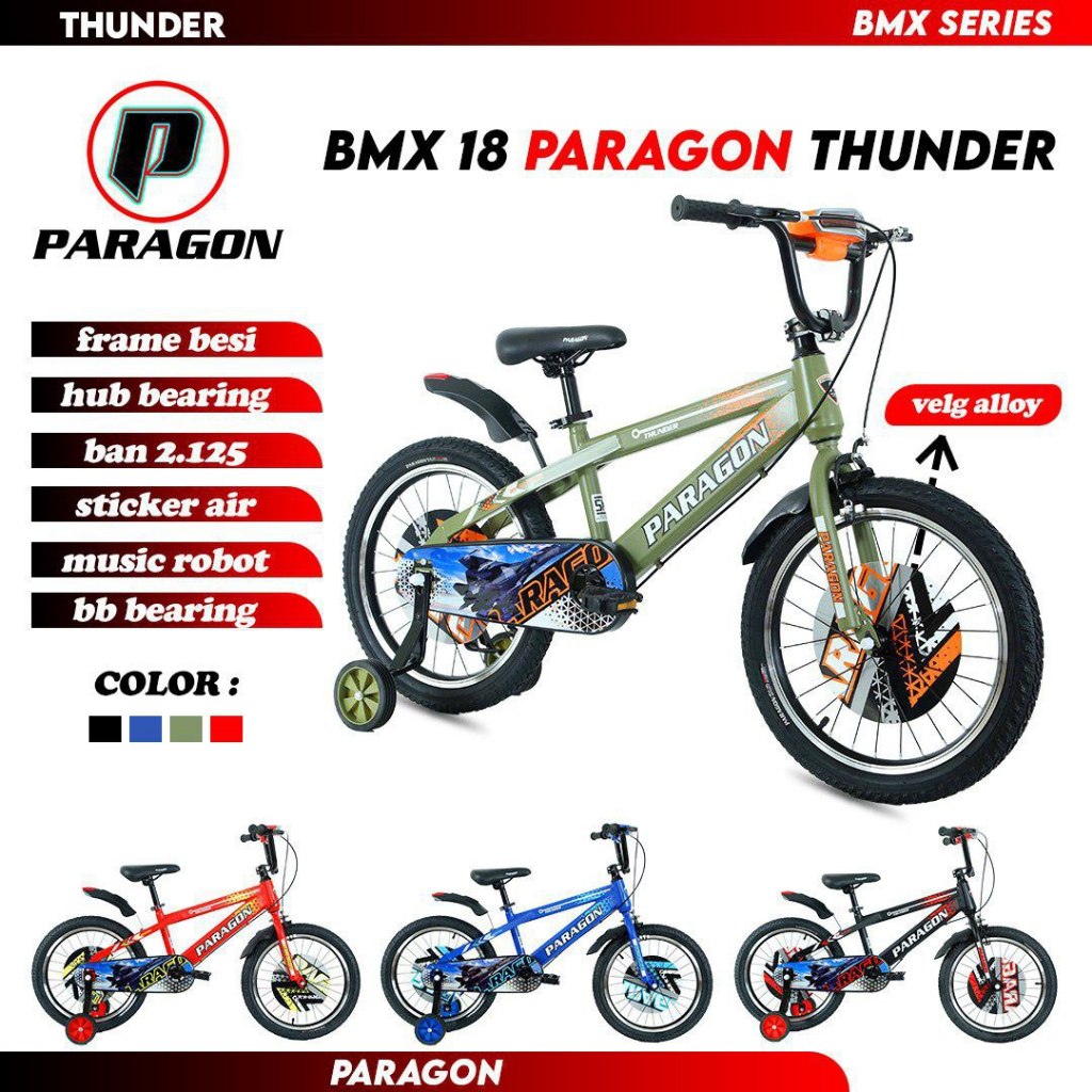 SEPEDA ANAK BMX 18 INCH PARAGON THUNDER BAN 2.125 VELG ALLOY