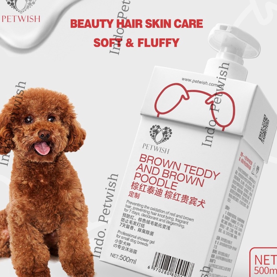 VSRY1366 【Penjualan Terbaik】COD Petwish Shampo Anjing 500ML - Brown/Red Teddy & Brown/Red Poodle - D