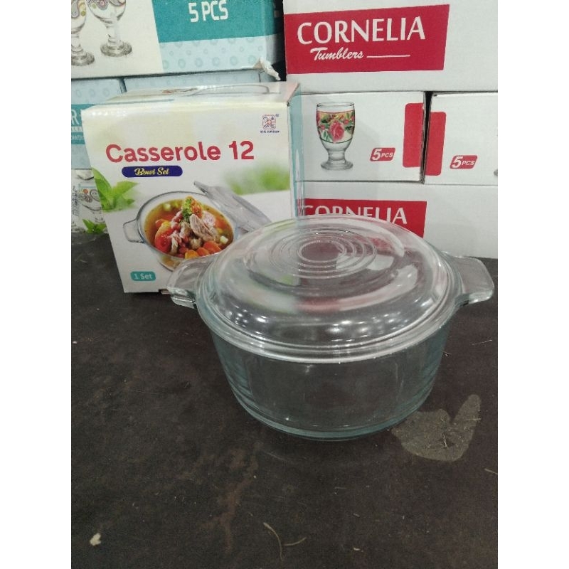 Mangkok Sayur Kaca Tutup / Panci Kaca