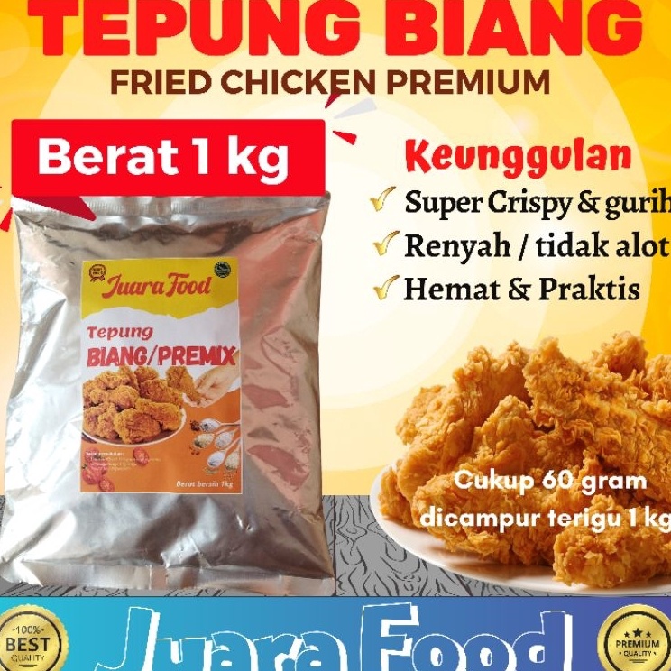 

Model Terkini TEPUNG BIANG fried chicken premium 1 kg juara food bumbu inti premix ➨➤✹✴