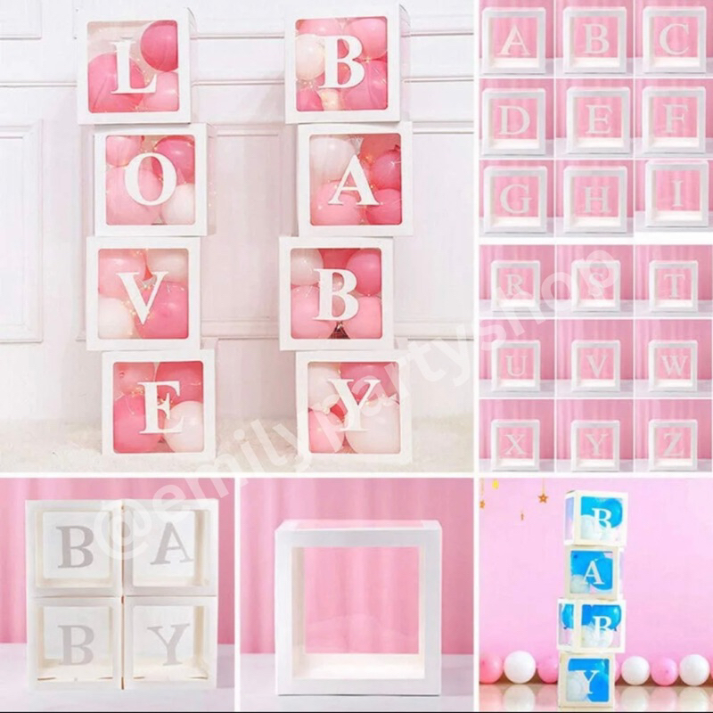 Box Balon Transparan / Box Balon Transparan Custom Nama/ Box Balon Transparan A-Z/ Box Balon Transpa
