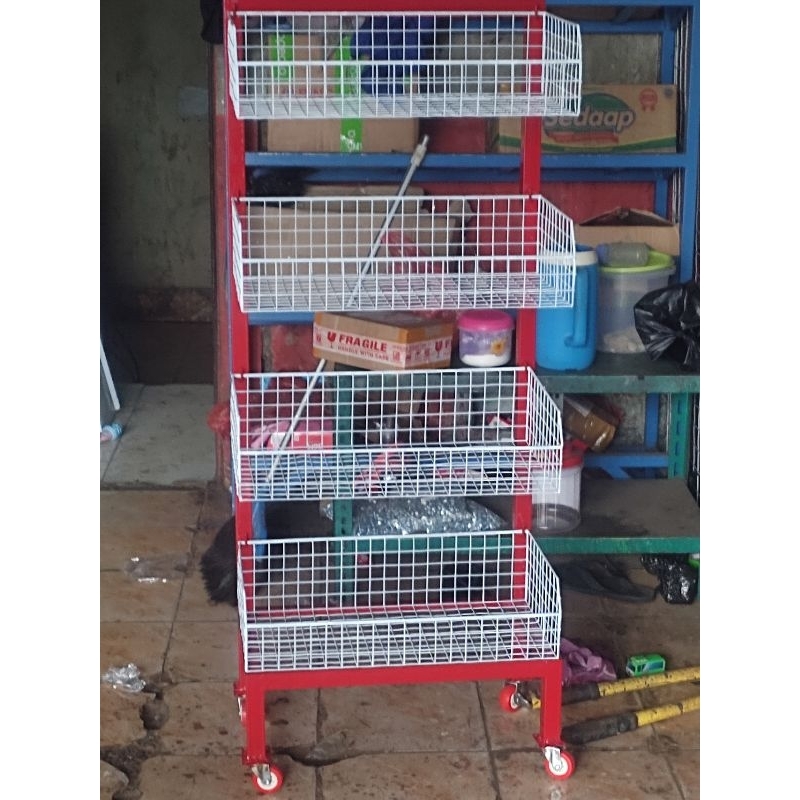 rak Ciki rak Snack 4susun pakai Roda