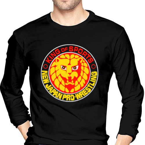 Kaos Tangan Panjang NJPW NEW JAPAN PRO WRESTLING Tshirt 100% Cotton Black Kombed 30s