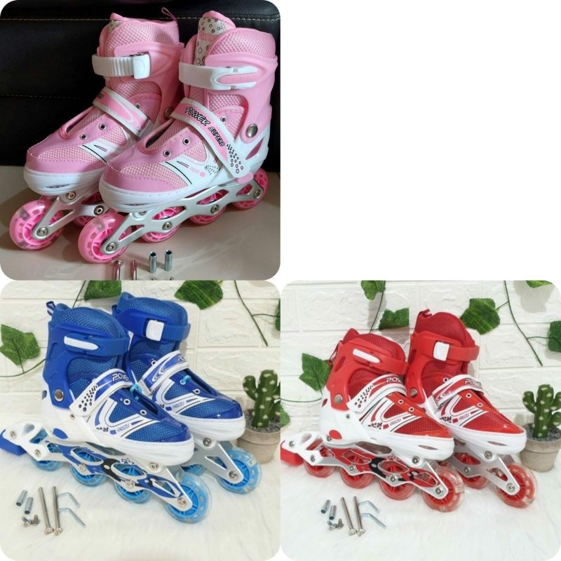 Sepatu Roda Anak INLINE SKATE ukuran S,M,L / Sepatu Roda Bajaj