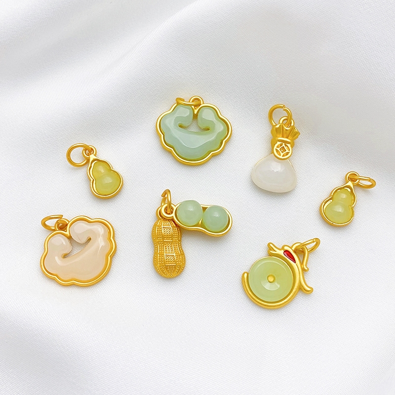 Alloy gourd peanut Ruyi lock pendant Pendant Handmade diy bracelet necklace jewelry material accesso