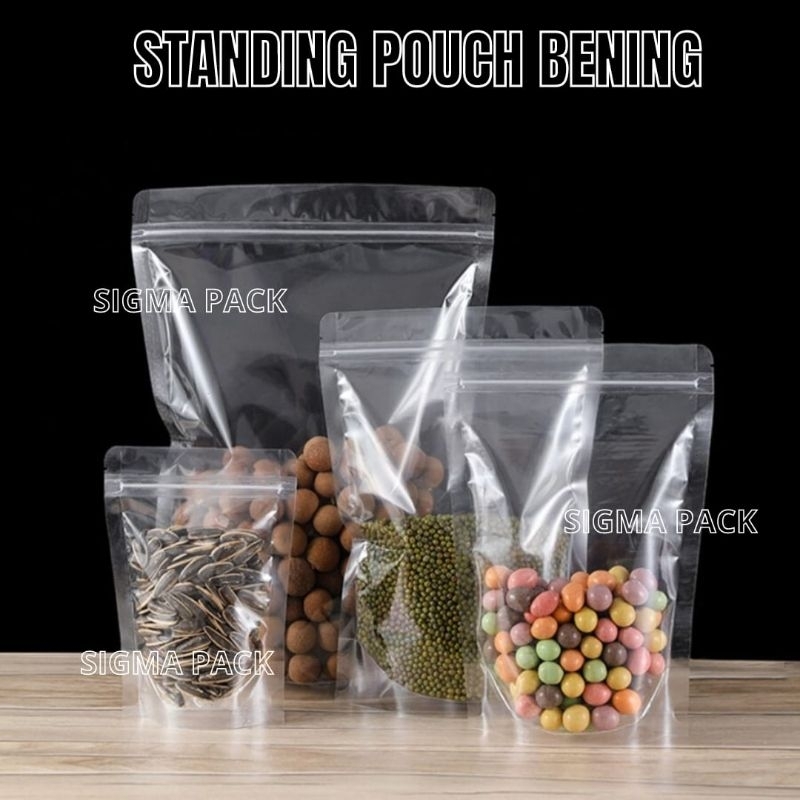 plastik klip makanan berdiri standing pouch 10x17 12x20 14x22 16x24 klip ziplock