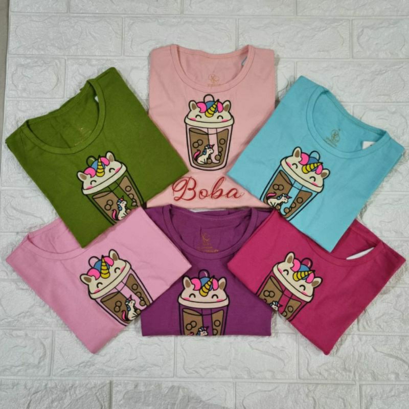 Baju Kaos Atasan Anak Perempuan Embos Tangan Pendek (2-9thn)