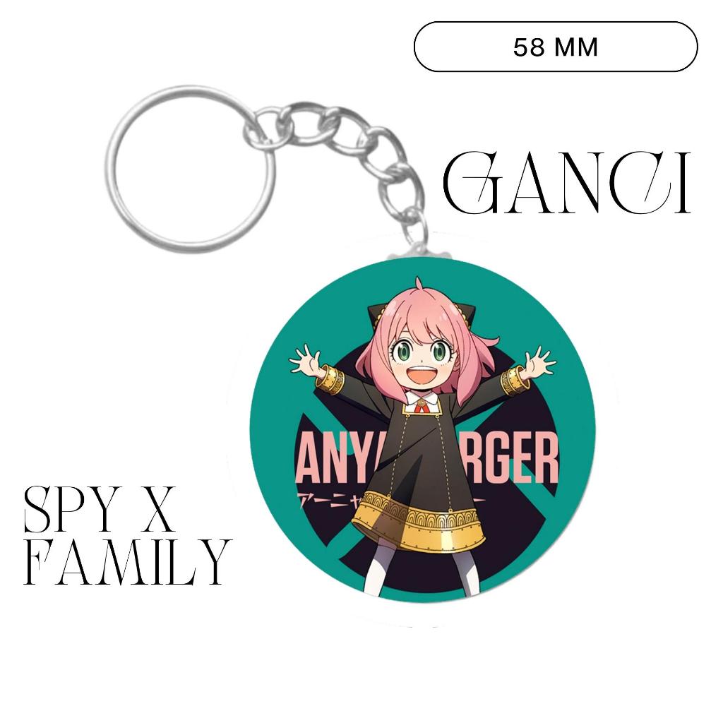 GANCI SPY X FAMILY PIN ANYA FORGER KEYCHAIN UKURAN 58 MM (HARGA 1 PCS + LAMINASI GLOSSY) GANTUNGAN K