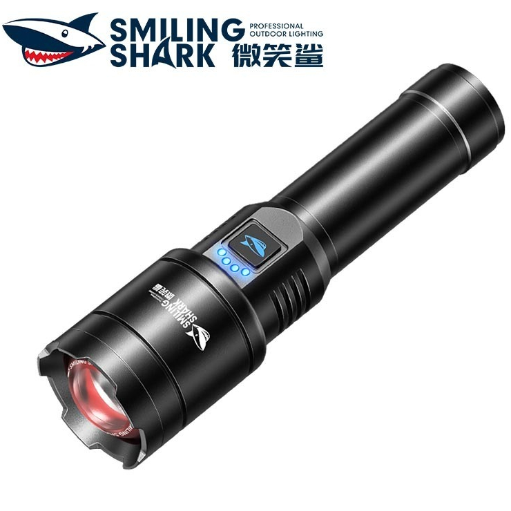 SENTER LED SMILING SHARK SD-5220 M80 - CAHAYA SUPER TERANG - BISA DI ZOOM - BISA JADI POWERBANK
