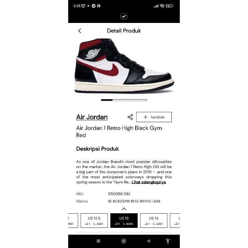 air jordan 1 high black gym red size 47.5 insol 31 made in china