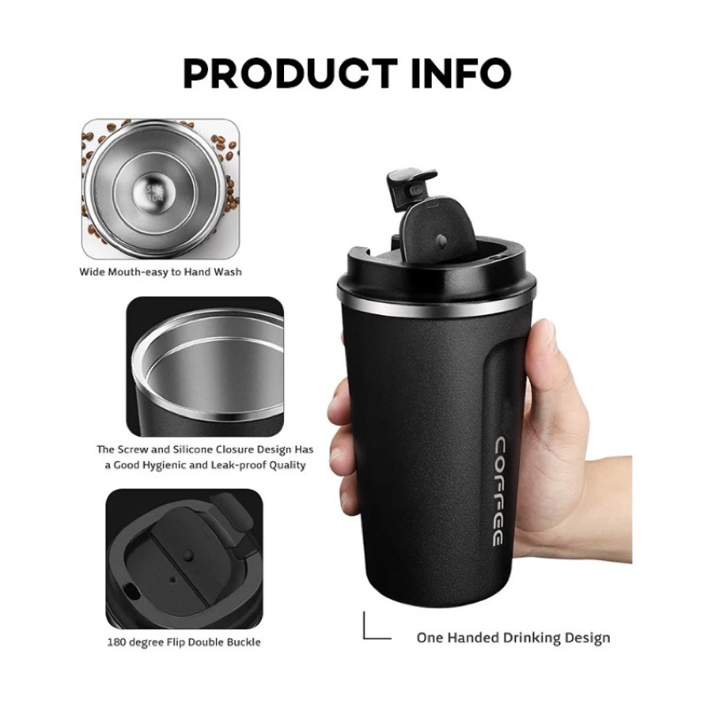 Termos Kopi Travel Mug Anti Tumpah / Termos Cangkir dengan tutup Rapet