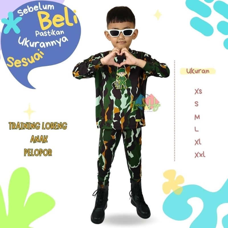 Baju loreng anak, setelan baju anak, setelan anak loreng dryfit,kaos anak loreng