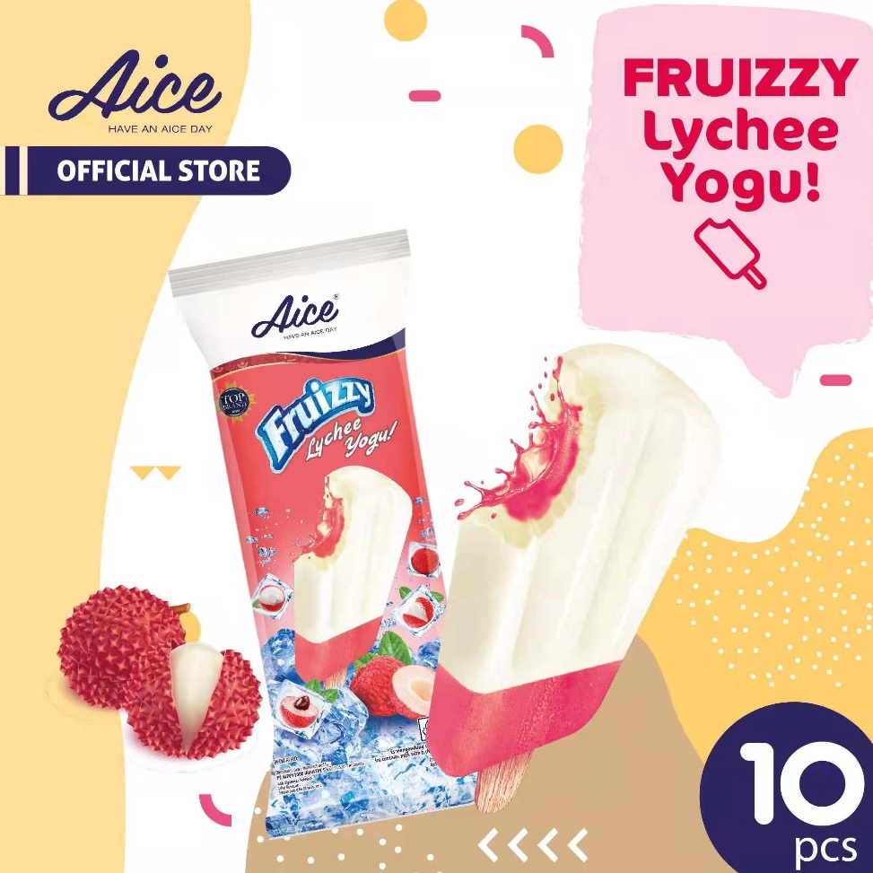 

GROSIR MURAH Aice Ice Cream Fruizzy Lychee Yogu isi 10pcs Es Krim