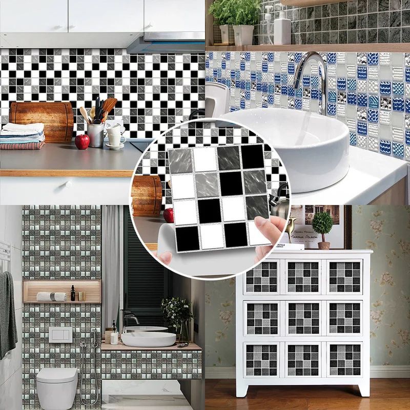 10 Pcs Wallpaper Lantai Keramik Sticker Kramik Lantai Stiker Non Slip Dapur Wallpaper Kamar Mandi